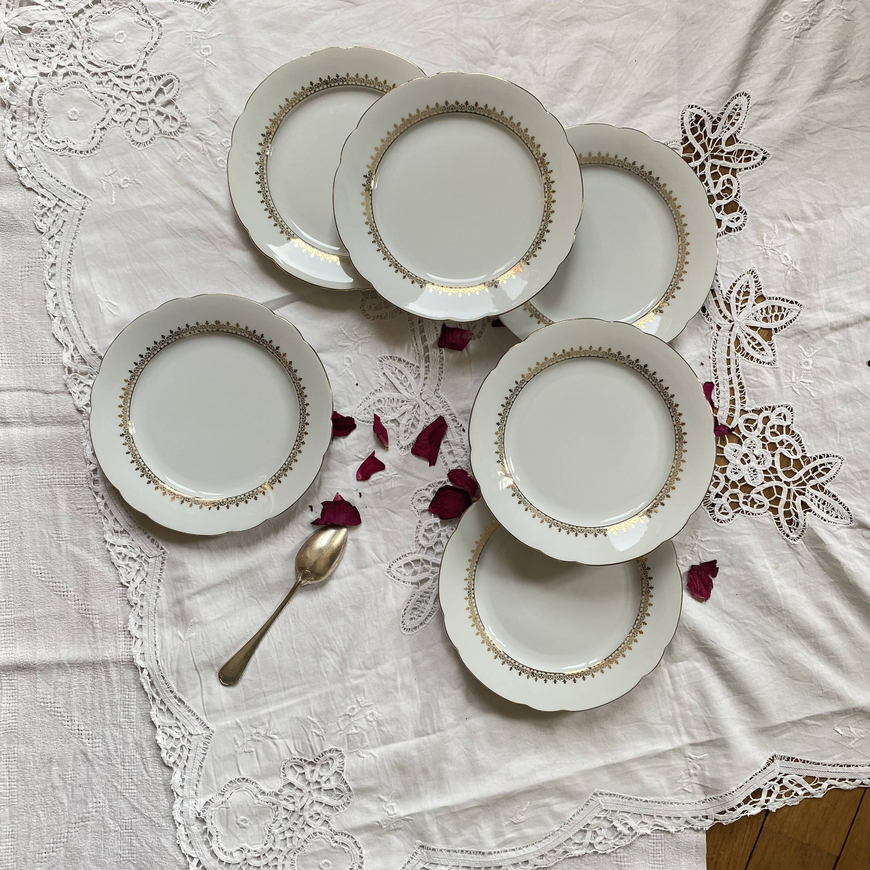 6 antique porcelain dessert plates Seltmann Weiden