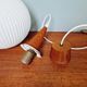 Scandinavian teak and white satin glass pendant light, 1960s