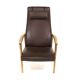 Fauteuil scandinave en skaï Suède 1960