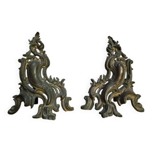Paire de chenets anciens - bronze