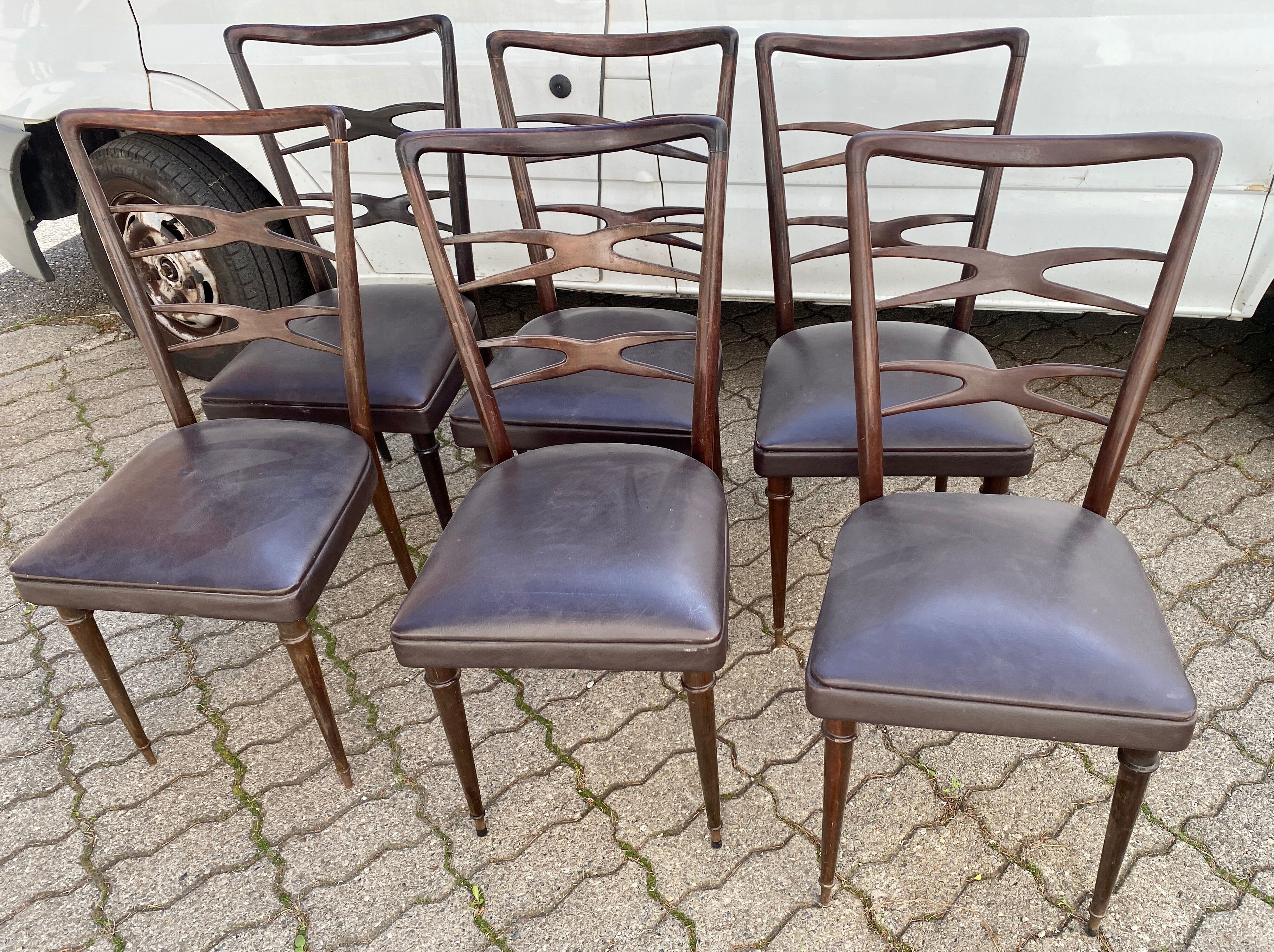 6 chairs meclchiorre bega for ponti circa 60s