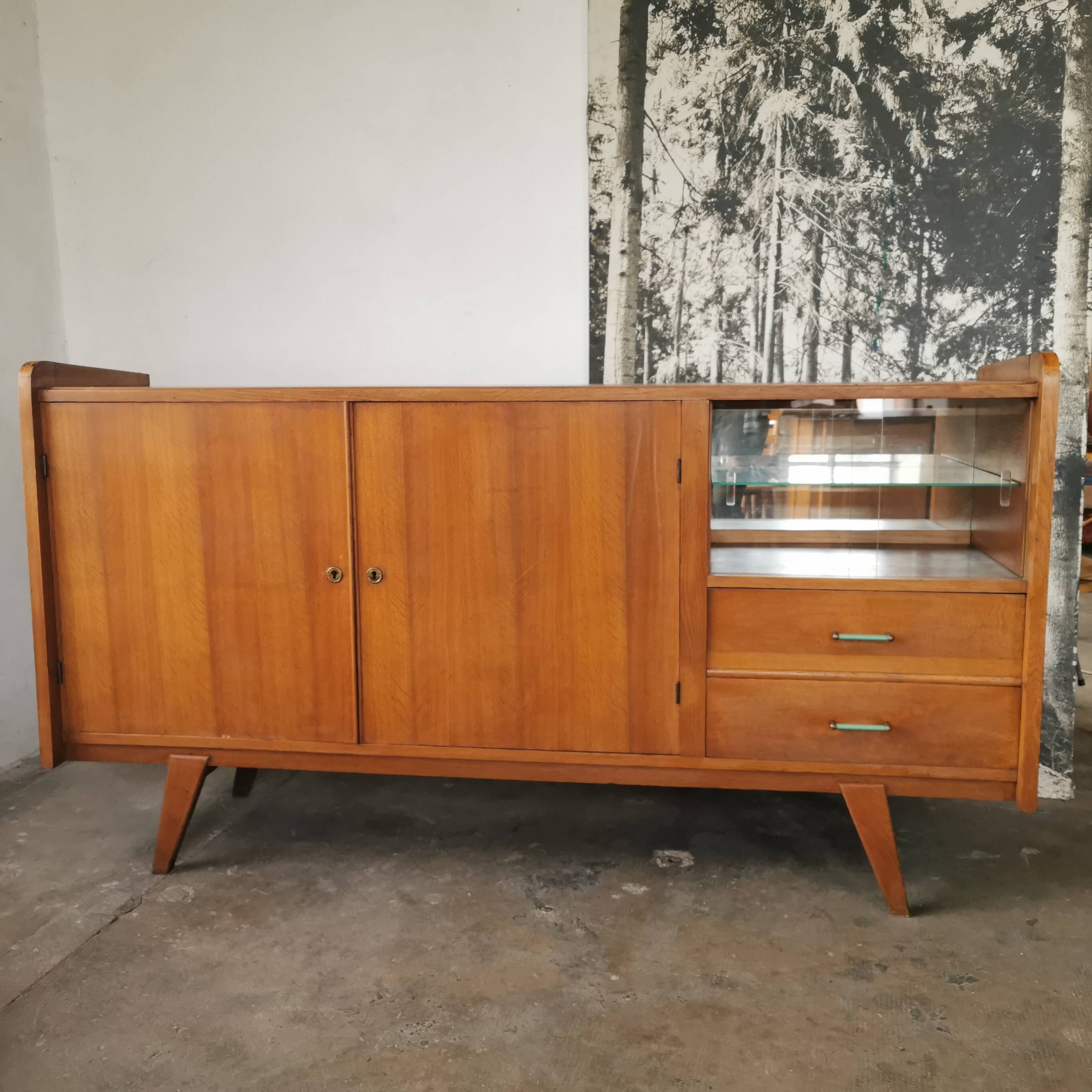 Large vintage sideboard 1950 compass feet