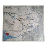 Vintage school map mdi FRANCE The Seine