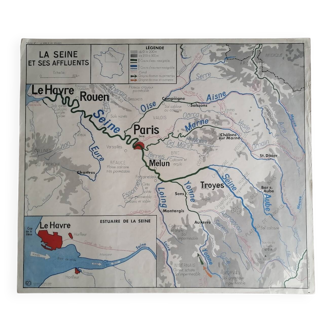 Carte scolaire vintage mdi FRANCE La Seine