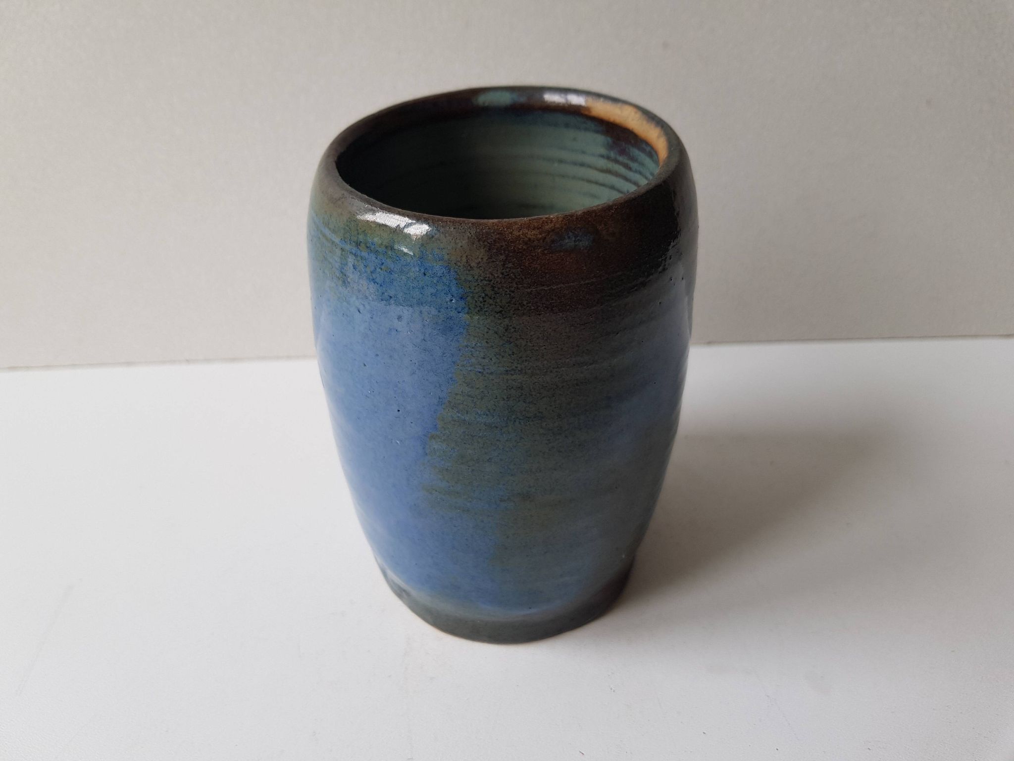Cobalt blue ceramic vase signed EG