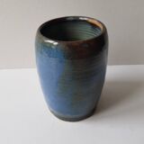Cobalt blue ceramic vase signed EG