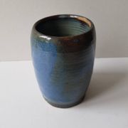Cobalt blue ceramic vase signed EG