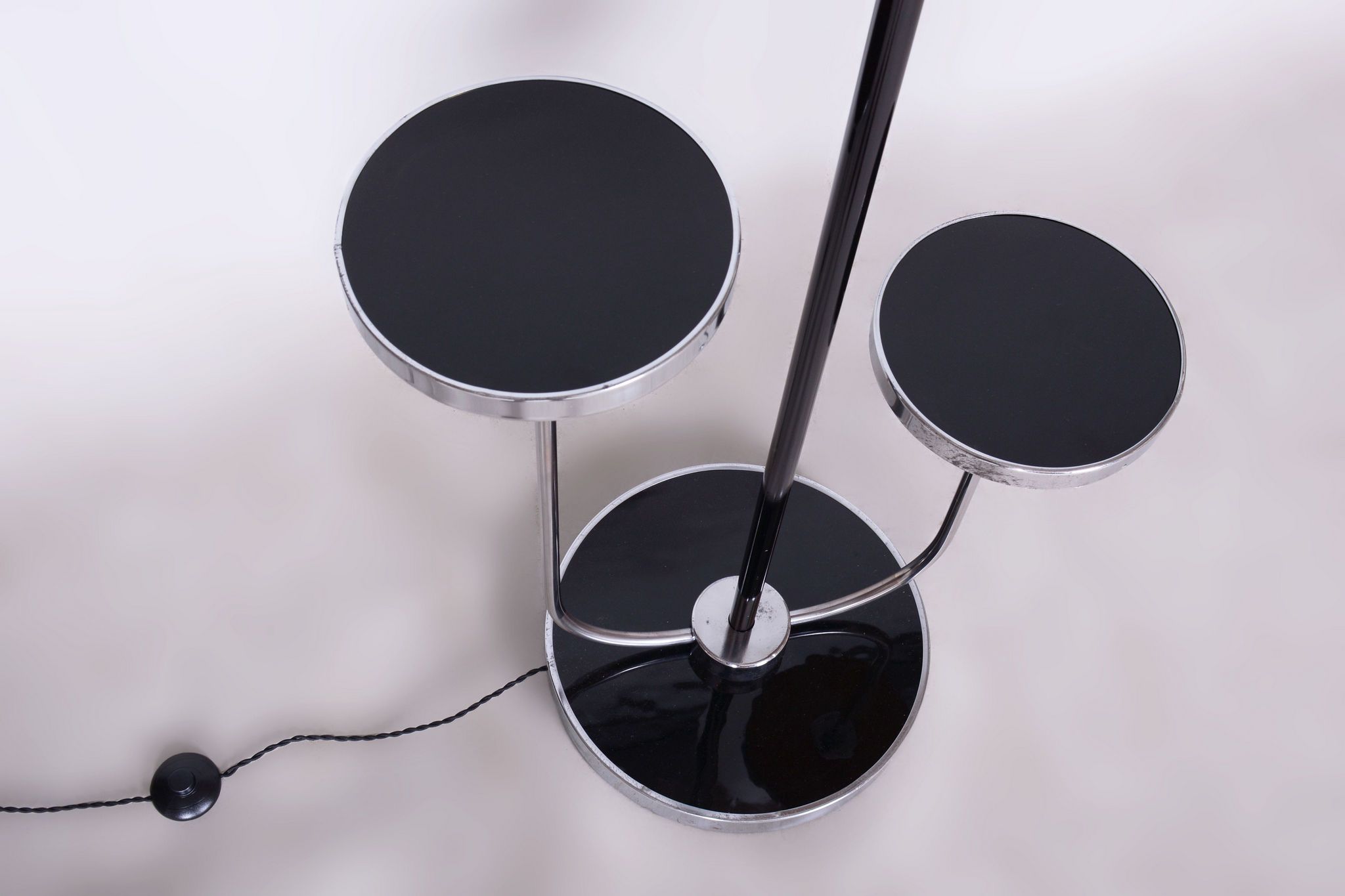 Restored Bauhaus Floor Lamp, J. Halabala, UP Zavody, Chrome, Czechia, 1930s