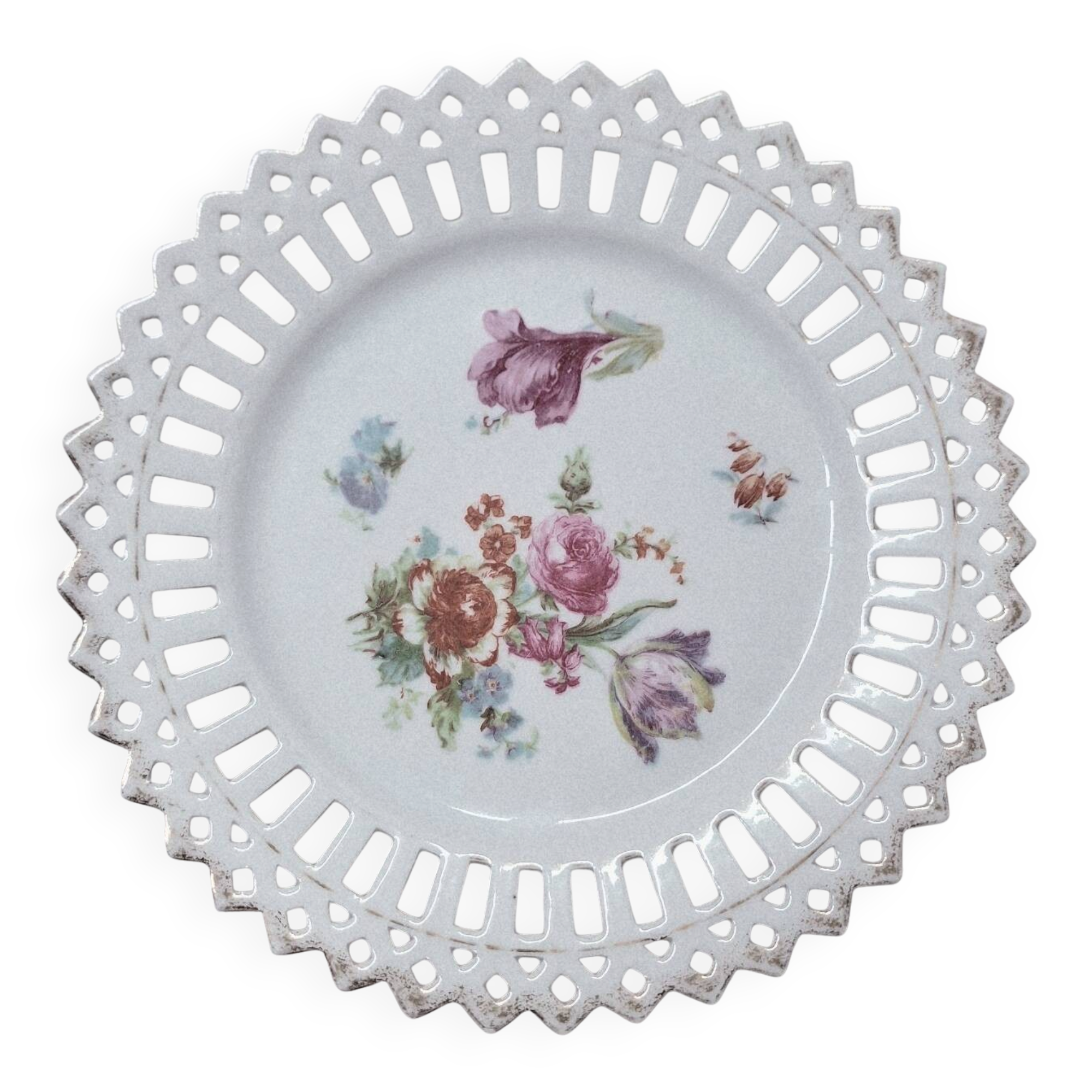Antique pierced dessert plates