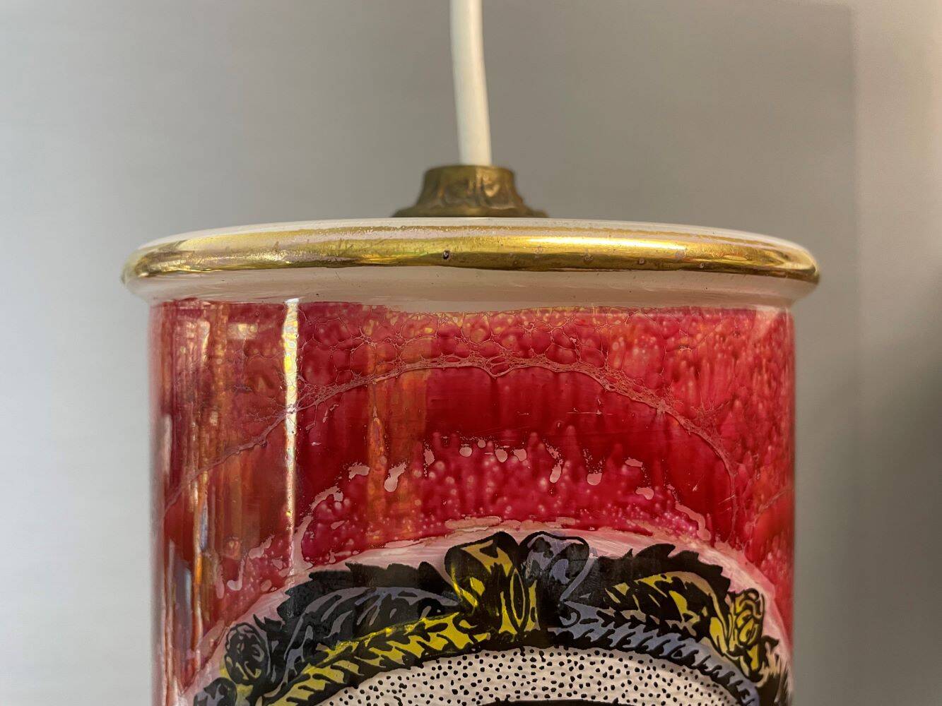 Hand Painted Glass Hanging Lamp