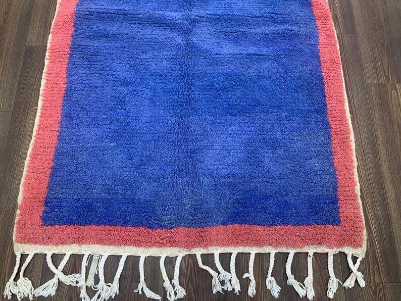 Traditional handmade pure wool rug, size 150 x 250 cm, blue