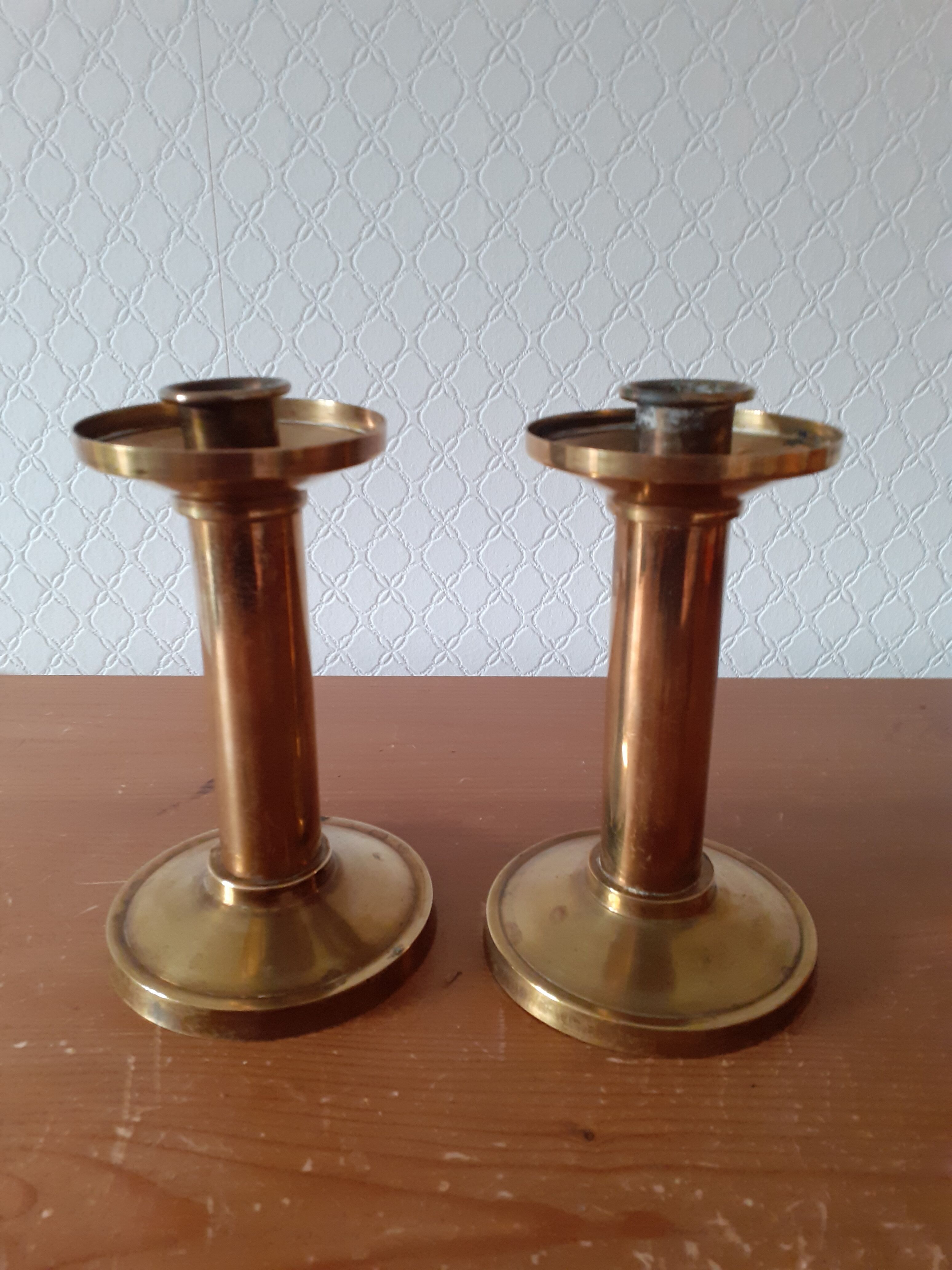 Pair of brass candle holders