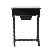 Table de couture antique laquée noire, table d'appoint en acajou, 19e siècle.