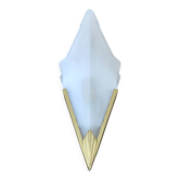 Art Deco wall light in brass and thick frosted glass.