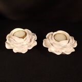 Duo de bougeoirs en céramique blanche