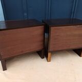 Pair of bedside tables wood and fabric - table