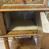 Late 19th century bedside table in painted maple burl, marble top