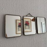 Vintage 1960s triptych mirror barber blue crocodile effect - 20 x