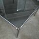 Table basse carrée design metal chrome verre fumé