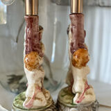 Duo of antique ceramic lamps.