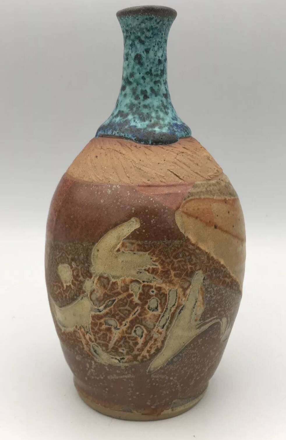 Stoneware vase with effect, unique piece signed by poteries des mostuéjouls