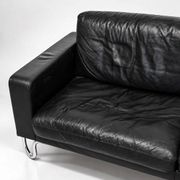 3-seater sofa W.H. Gispen for Dutch Originals, black leather and chrome