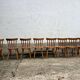 Set of 8 vintage bistro chairs – Warm stained wood – Compass legs
