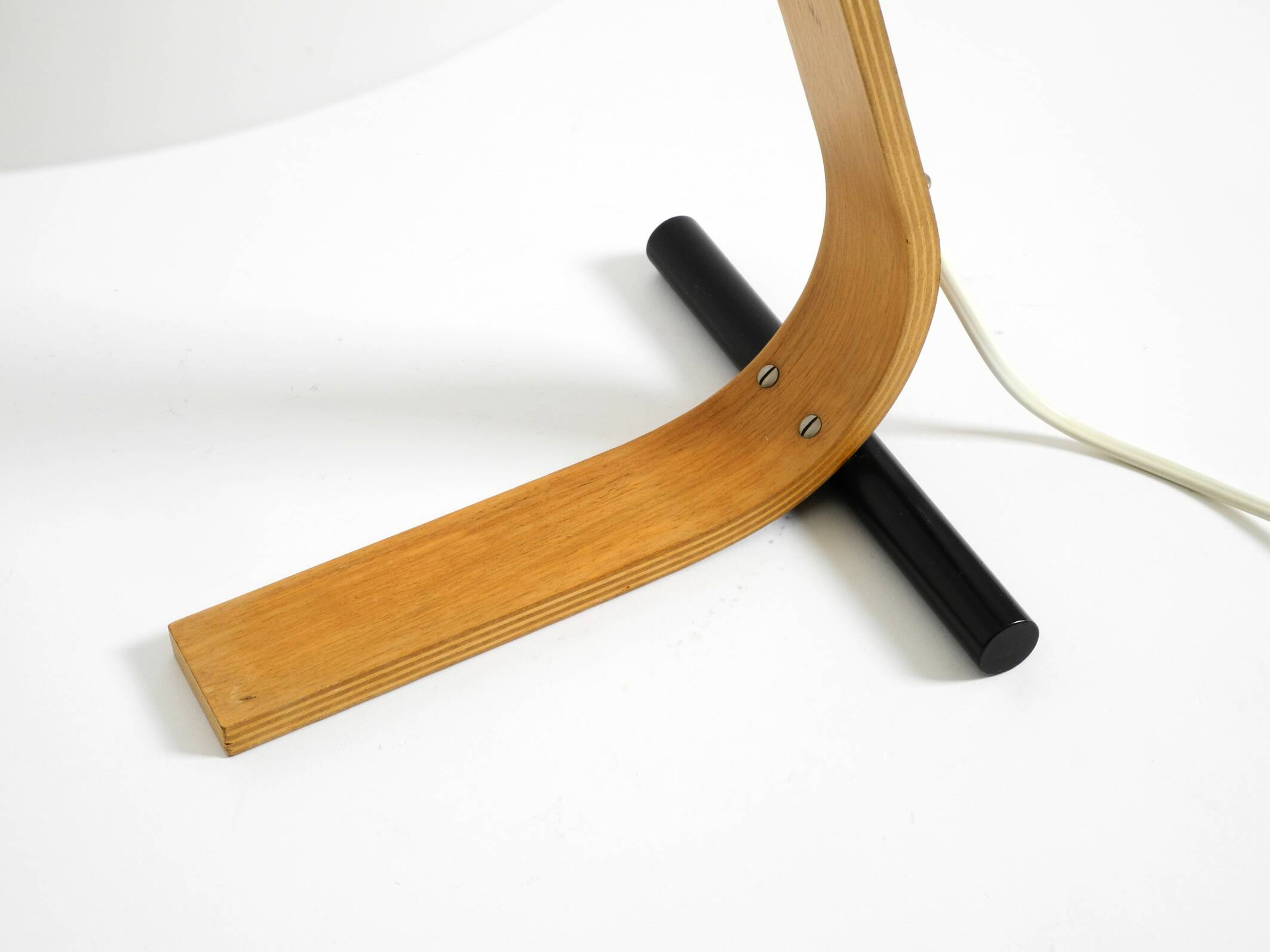 Original Space Age 1960s plywood table lamp with plastic shade by Temde