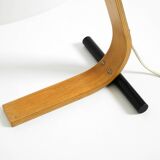 Original Space Age 1960s plywood table lamp with plastic shade by Temde