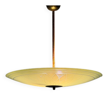 Art Deco ceiling light in green glass, 1940s, Germany