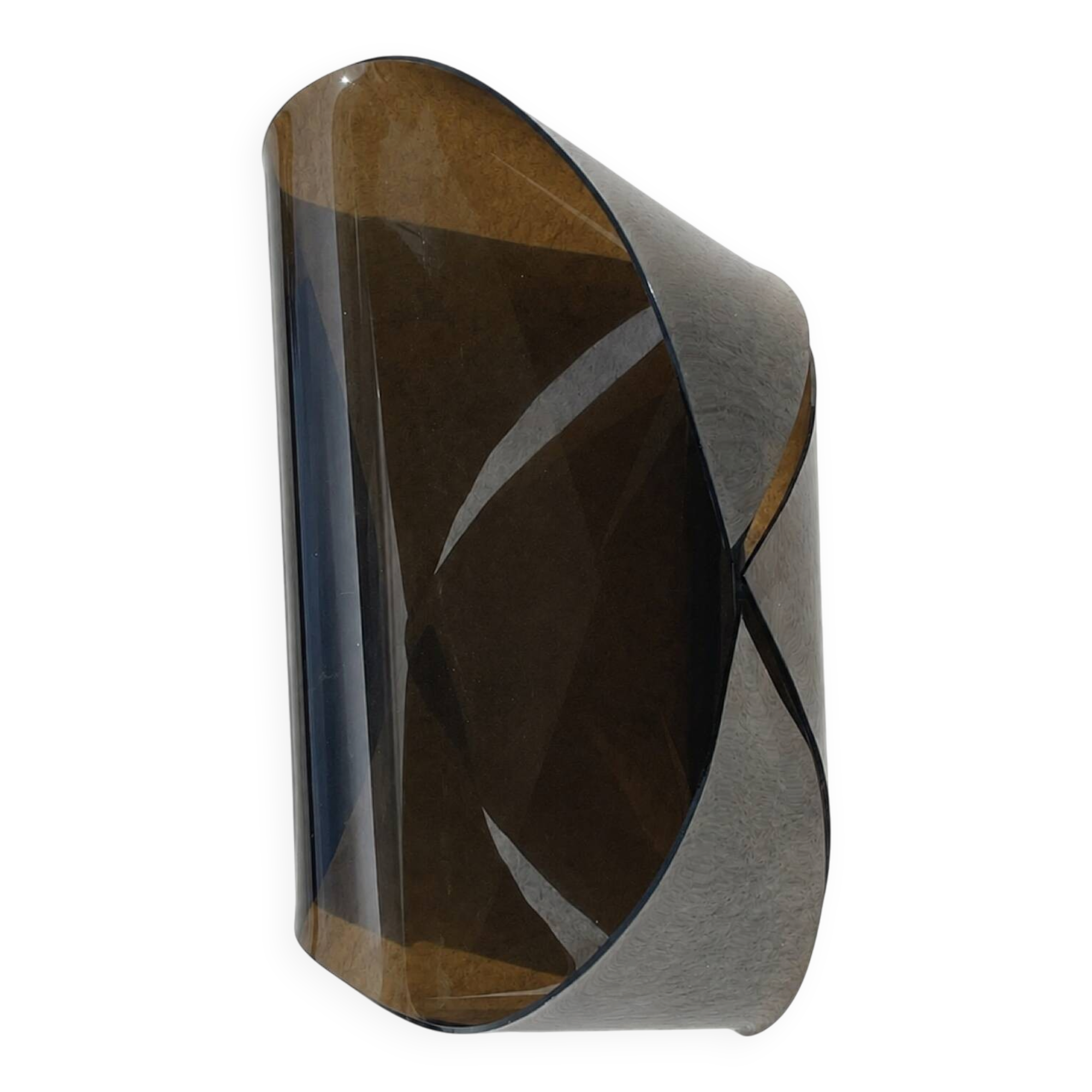 Porte-revues en plexiglas fumé des années 1970.