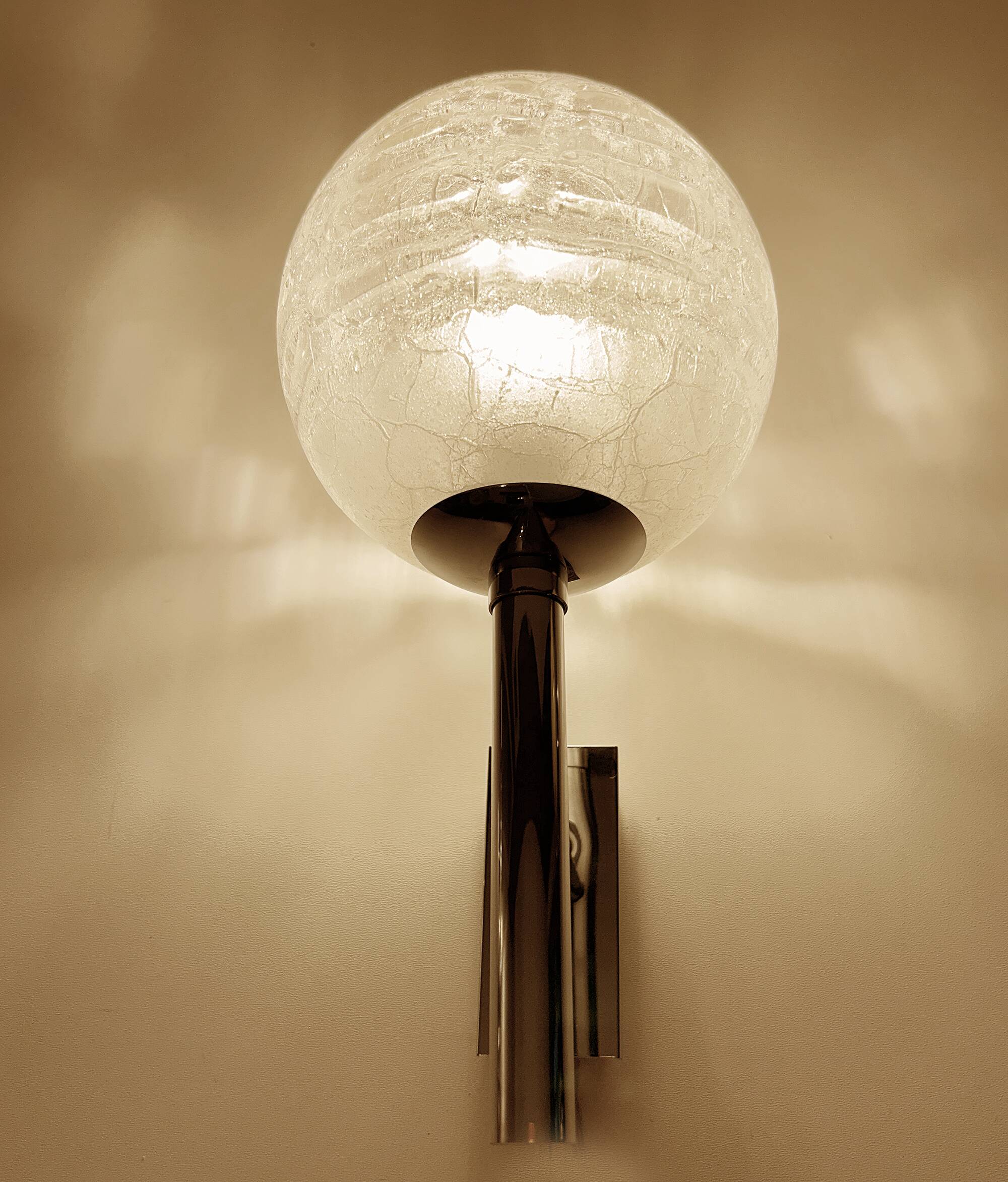 Pair Vintage Brutalist Bubble Glass Sconces