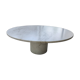 Vintage round coffee table in solid white marble – 70s design