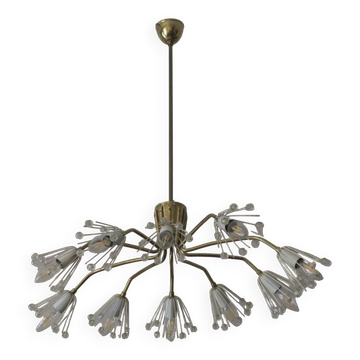 Mid century Austrian elliptical brass and glass chandelier, 1950s