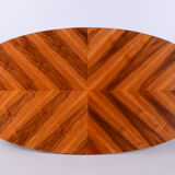 Restored oval table, functionalism, kovona, chrome, walnut, czechia, 1960s