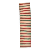 2x10 Striped Pattern Red Green Kilim Runner Rug, 79x323Cm