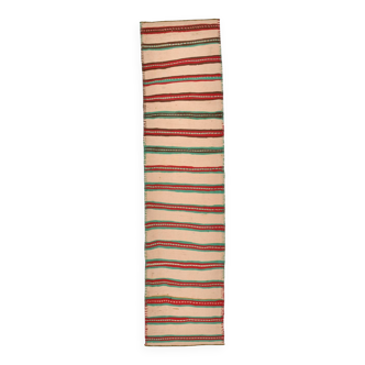 2x10 Striped Pattern Red Green Kilim Runner Rug, 79x323Cm