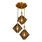 Suspension design en laiton et verre fumé
