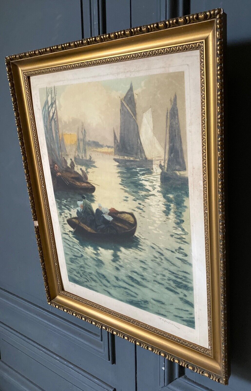Lithograph Fernand-Marie-Eugène Le Gout-Gérard Bretonne Barque n°185