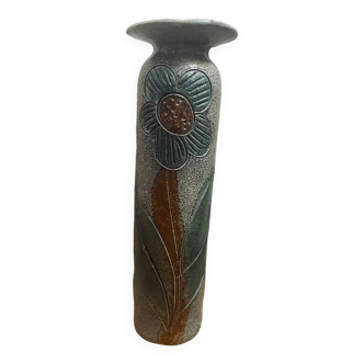 Large vase with wide neck in sandstone, 1970 Monange