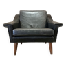 Black leather armchair "Scandinavian design" 1950