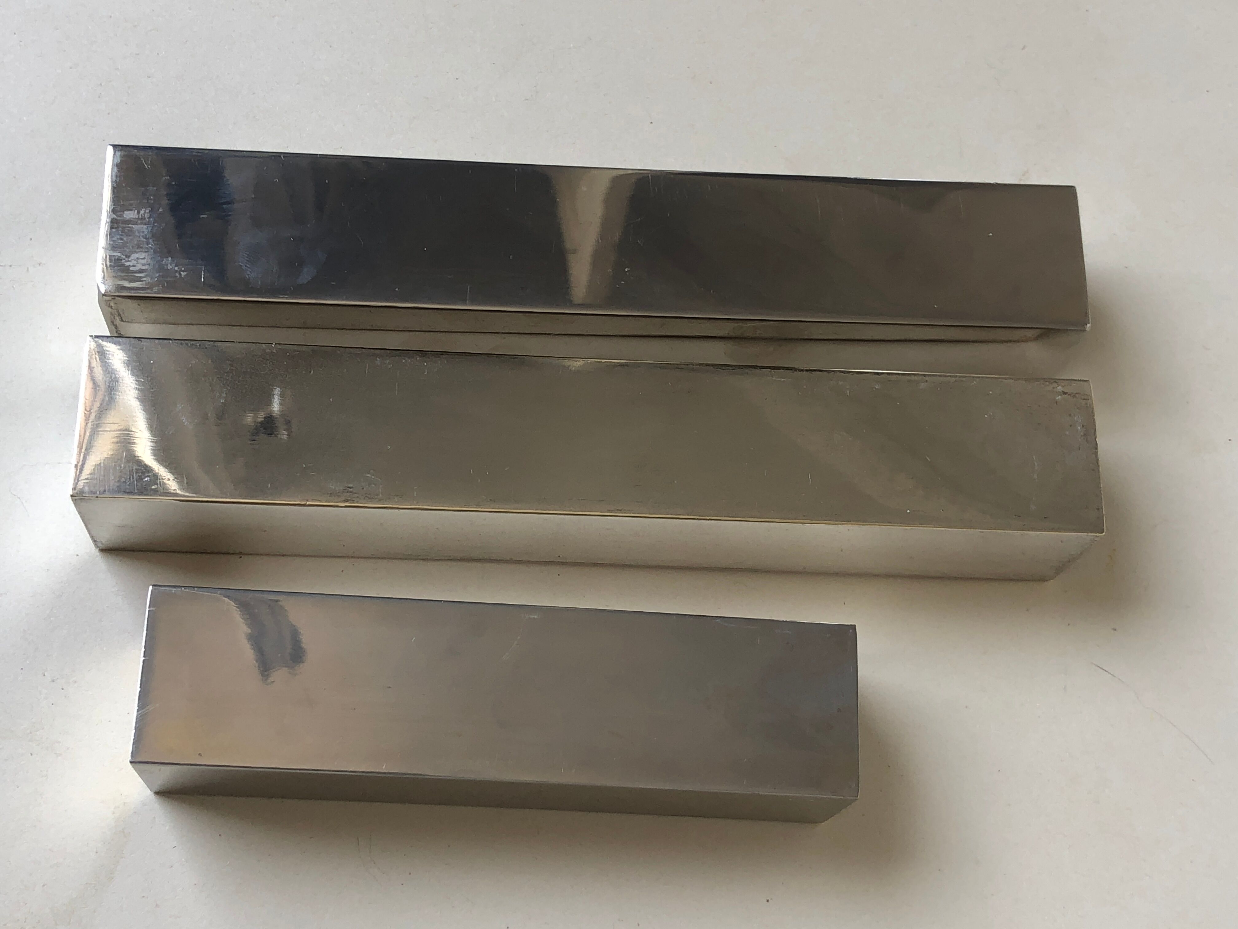 Set of 3 candle holders silver metal