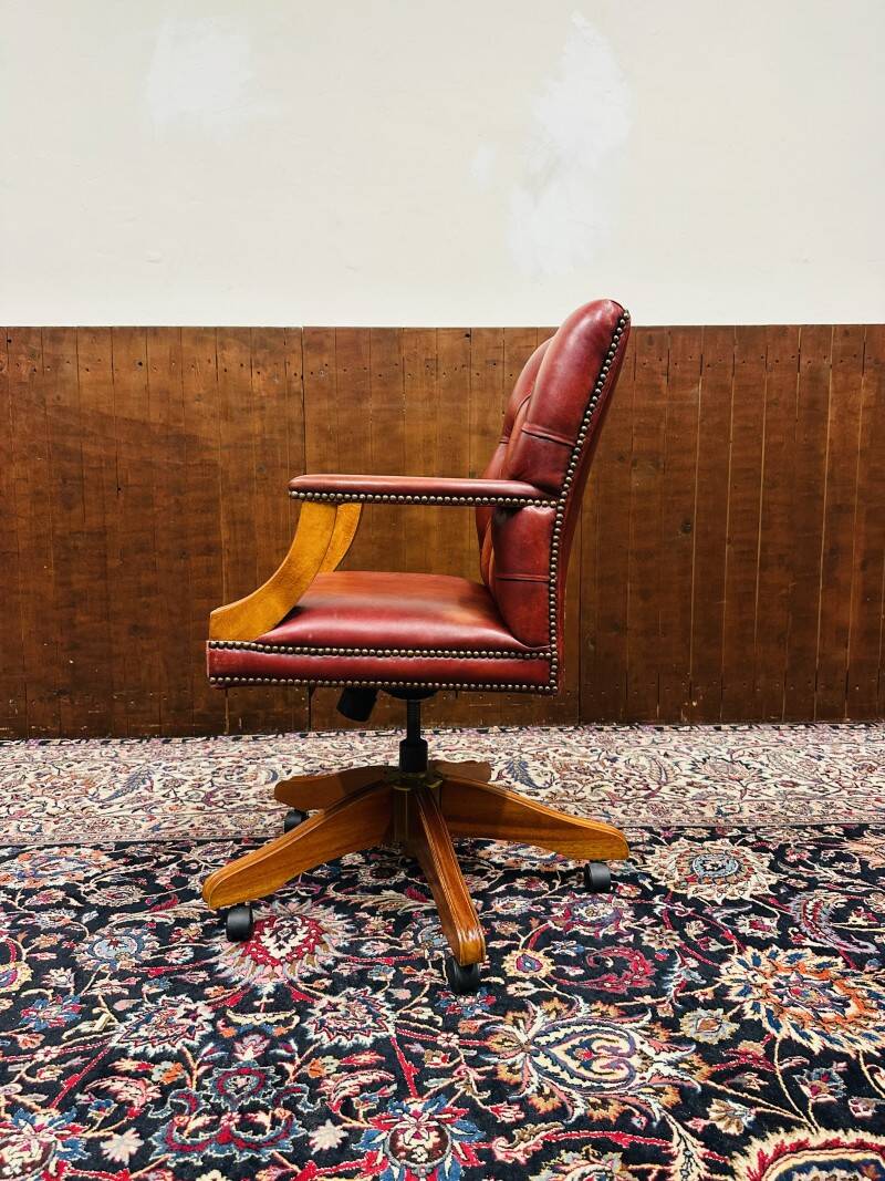 Classic English Red Chesterfield Desk Chair