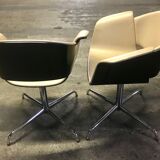 Pair of beige leather armchairs