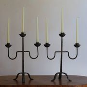 Pair of brutalist bronze candelabra, 1960s