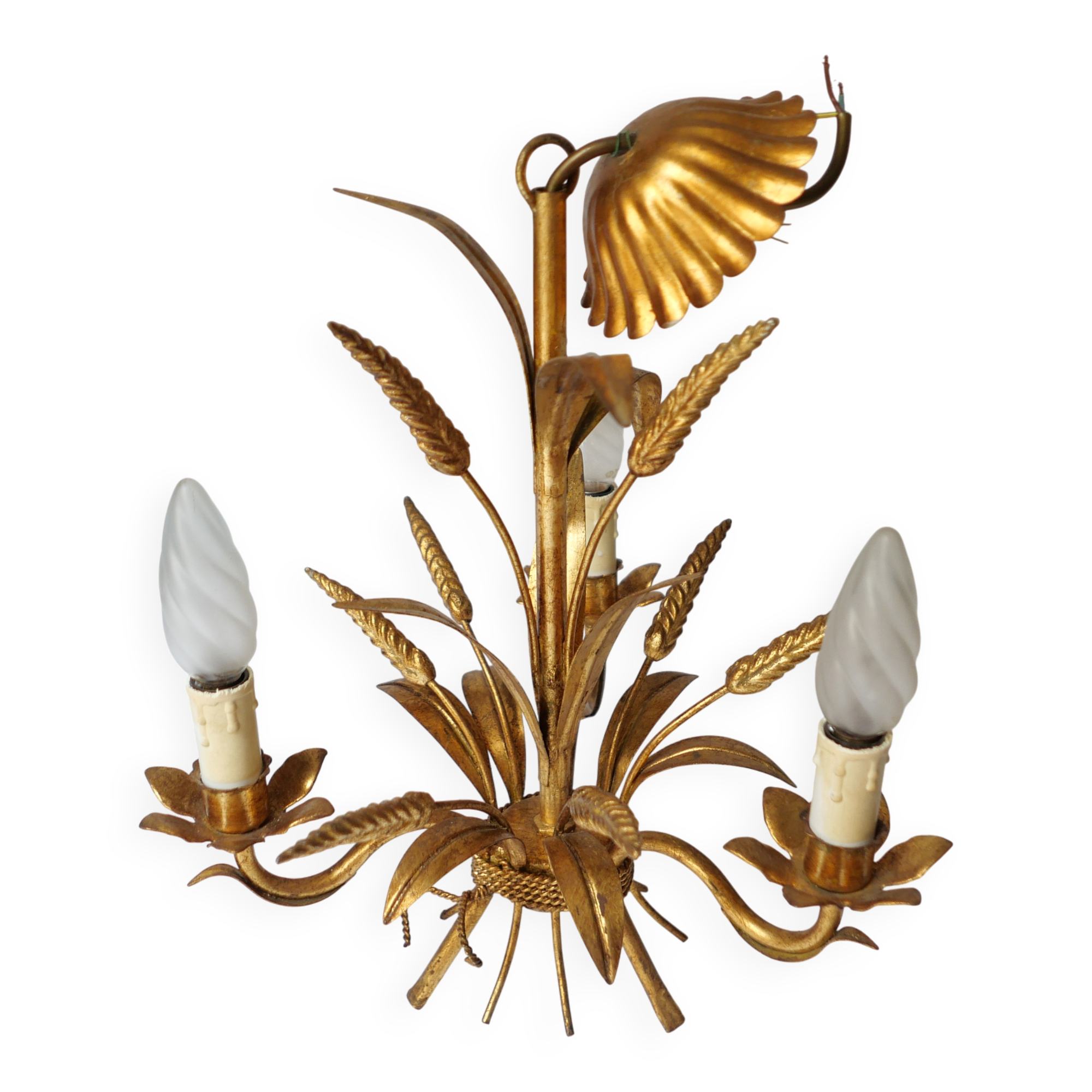 lampe lustre en metal vintage Kogl Hans design 1970 épis de blé