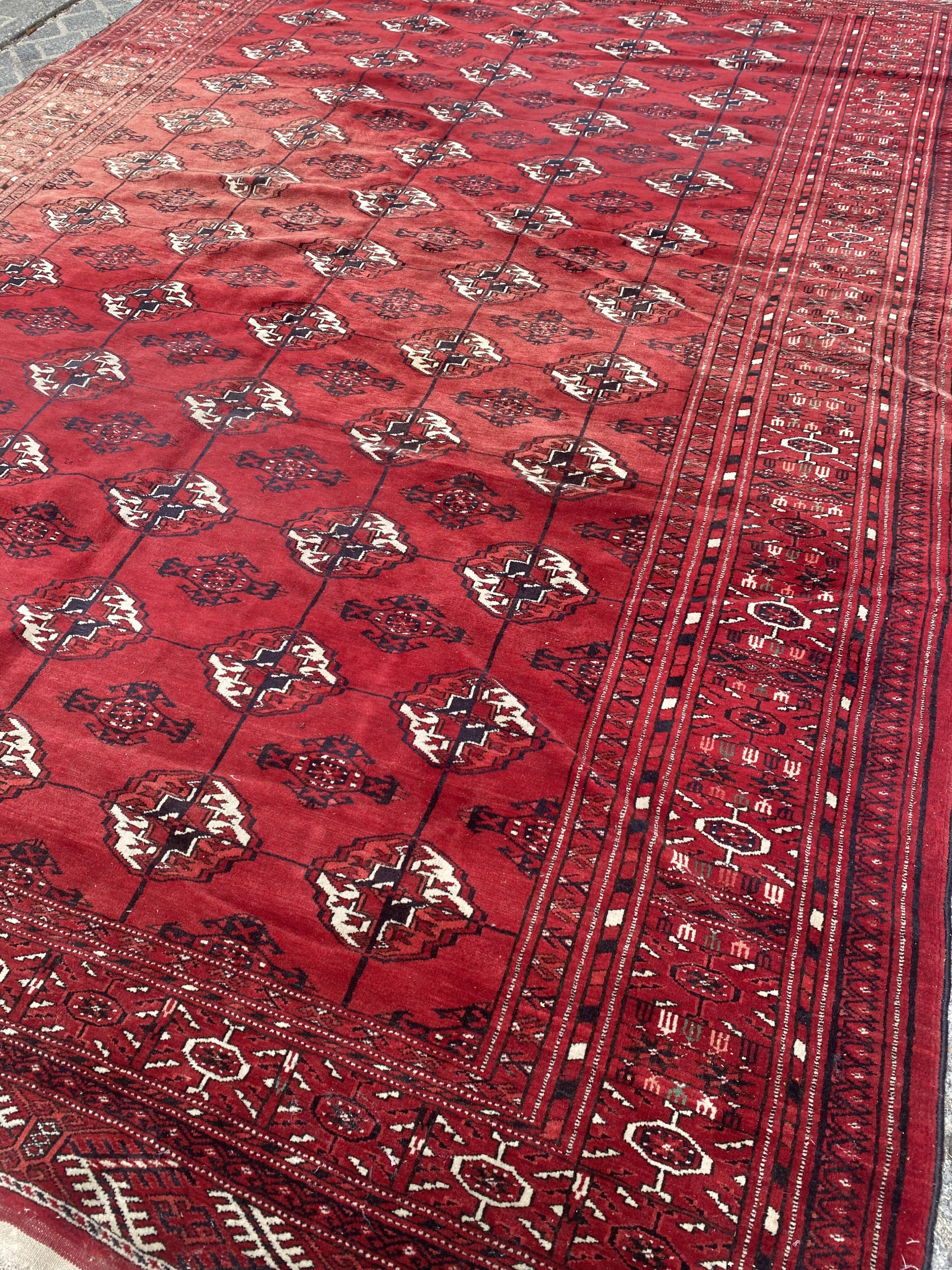 Nice big vintage carpet Bokhara handmade 200x282 cm
