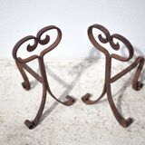 Wrought iron fireplace andirons