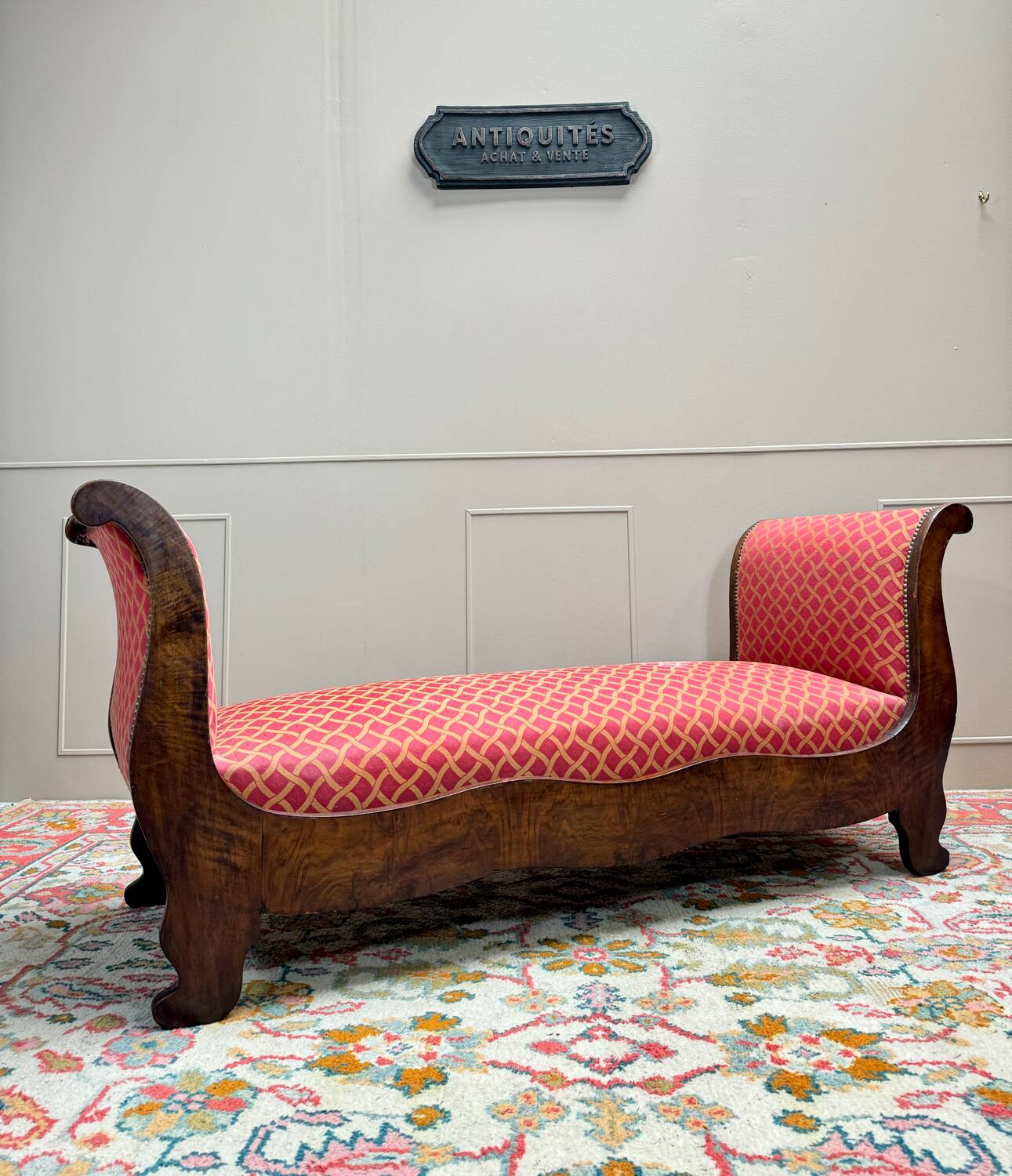 Bench, Mahogany Daybed, Restoration Period, 19th Century