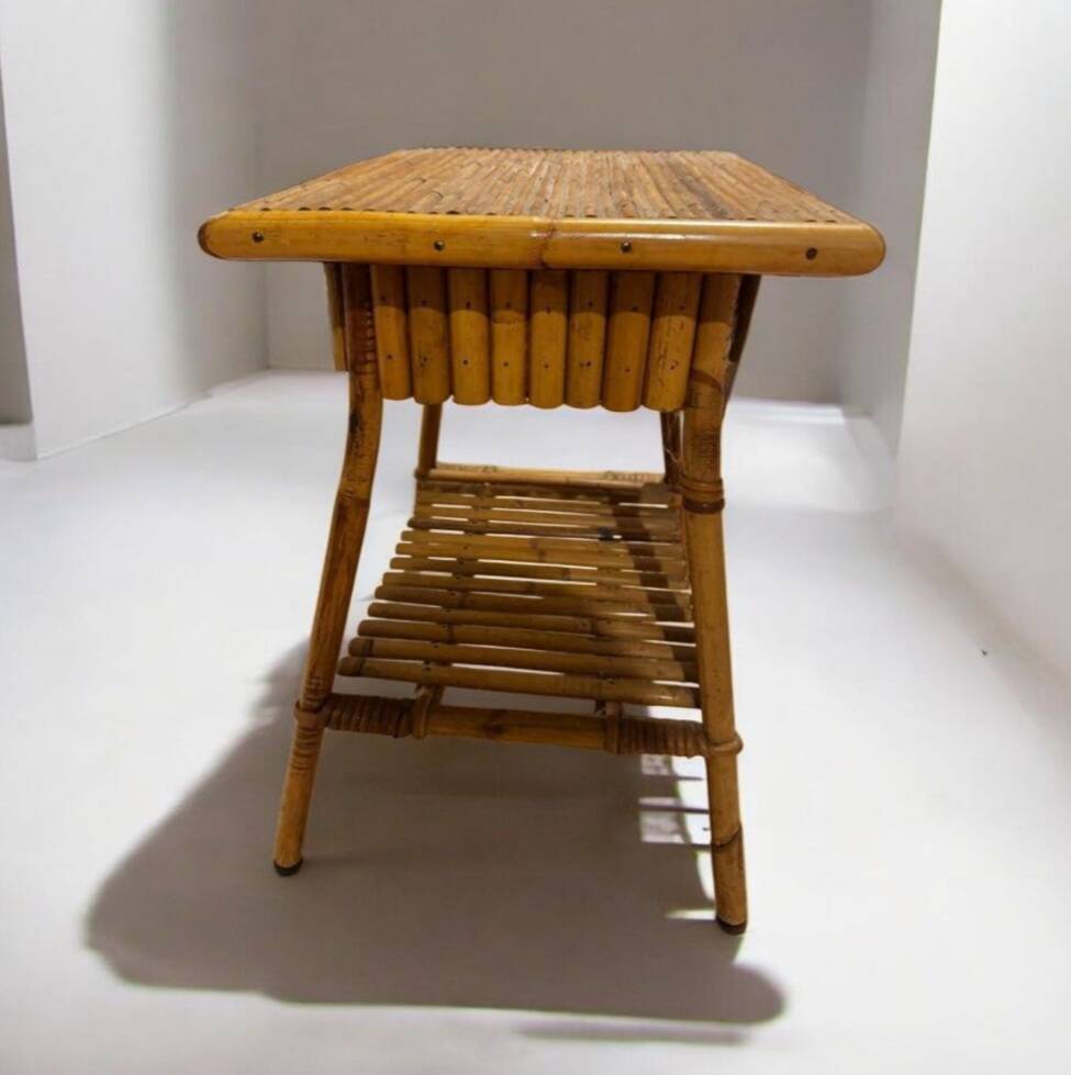 Bamboo and rattan bedside table